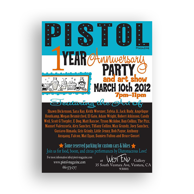 1 year anniversary art show for Pistol Magazine