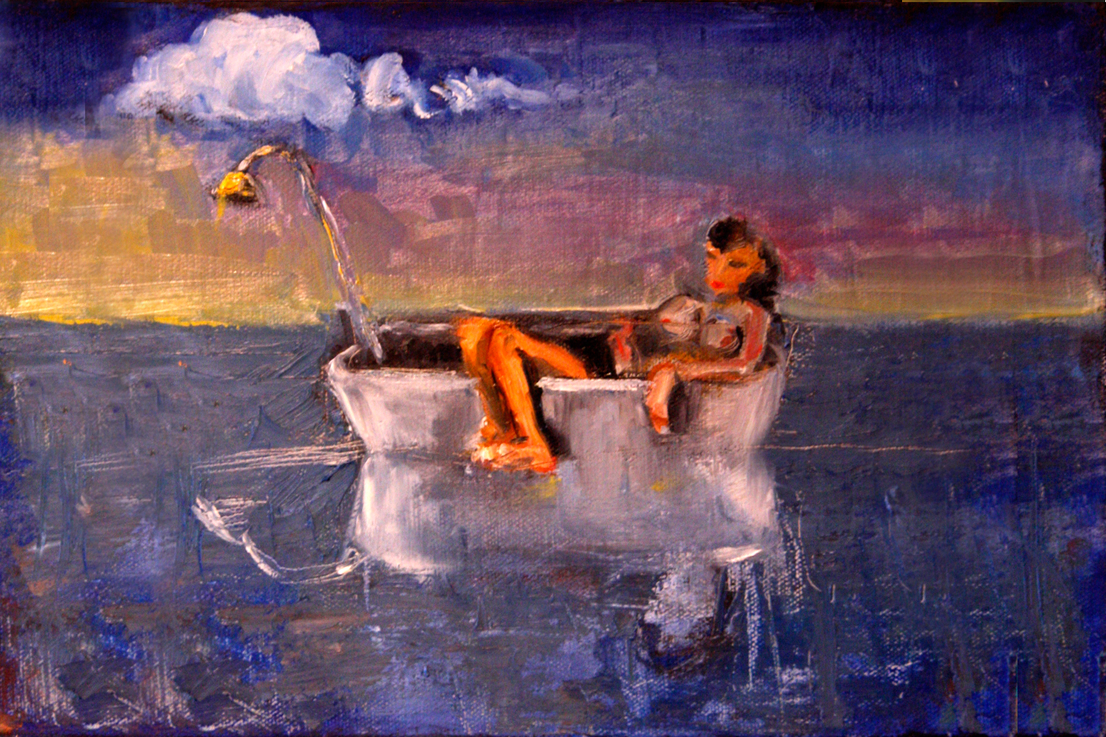 oil painting "woman in bathtub" by Robert Schmolze