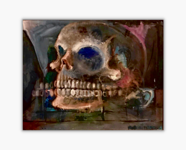 Painting of skull oil on canvas